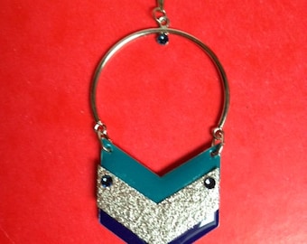 Necklace geometrix two shades of blue