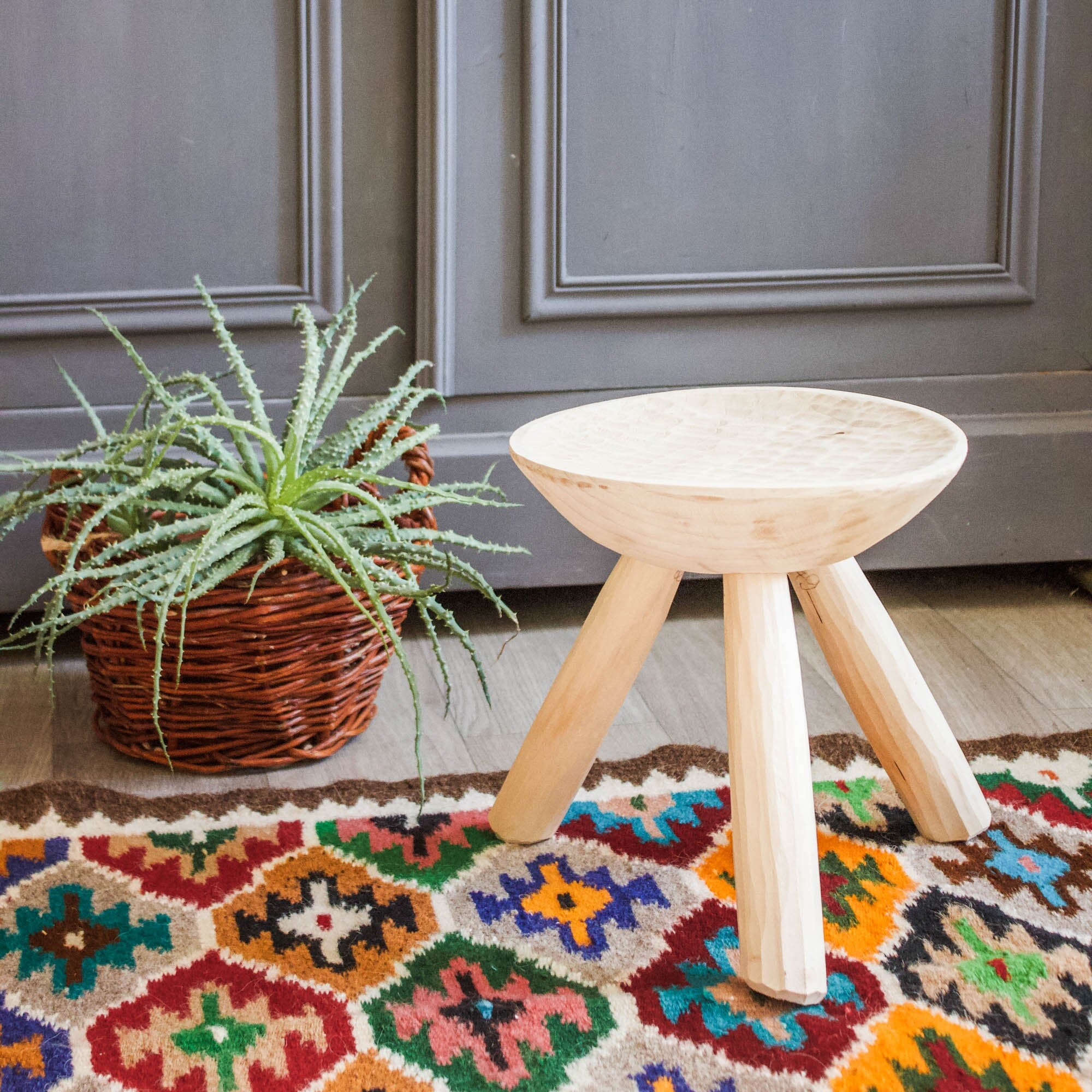 Petit Tabouret en Bois Brut Démontable