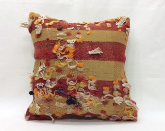 Handmade Kilim Pillow Cover 16x16: Vintage Turkish Cushion