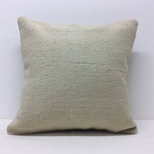 Organic 16”x16” inches cushion interior pillow case gift idea gift for her eco friendly Plain cream wool with natural sheep color simple one