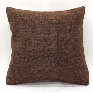 Brown Pillow cover, Cushions cover,Traditional Turkish Handcraft,Kilim Pillow Cover, Natural Brown Kilim,Pillow case ,16x16 inches,40x40cm