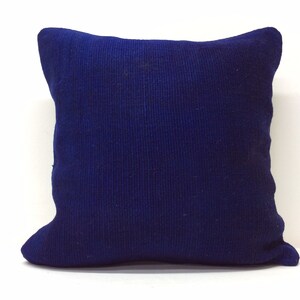 Blue Pillow Cover 18”x18” 45x45cm,Handmade,Handwoven Over dye Kilim,Wool Pillow ,Old Kilim,Home Living,Interior,Turkey,Wool Pillow Cover