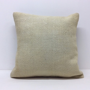 Organic 16”x16” inches cushion interior pillow case gift idea gift for her eco friendly Plain cream wool with natural sheep color simple one