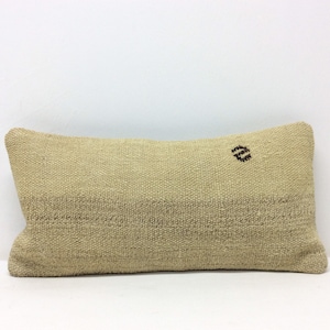 Cream Small Lumbar Pillow,8&quot;x16&quot; pillow cover,small pillow case,pillow for chair,Kelim lumbar pillow,cushion for sofa,vintage pillow case,