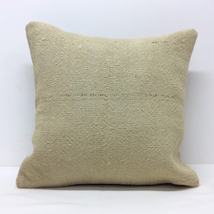 Organic 16”x16” inches cushion interior pillow case gift idea gift for her eco friendly Plain cream wool with natural sheep color simple one