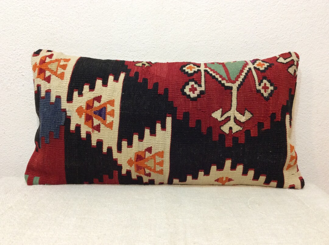 Decorative Lumbar Kilim Pillow Cover 12x24 30x60cm Handmade,handwoven
