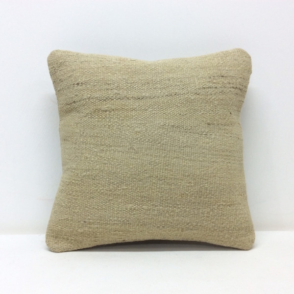 Organic Plain cream wool Un-dyed natural sheep wool kilim pillows covers 12x12 inches cushion cover interior,White Plain wool Pillow cover,