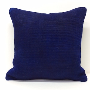 Blue Pillow Cover 18”x18” 45x45cm,Handmade,Handwoven Over dye Kilim,Wool Pillow ,Old Kilim,Home Living,Interior,Turkey,Wool Pillow Cover