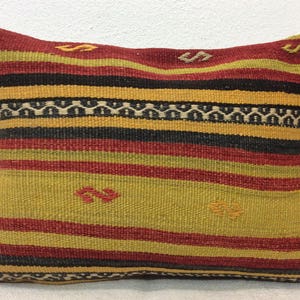 Vintage Kilim Pillow,14&quot;x20&quot; lumbar,Bedding pillow, Home Decor pillow, Decorative Throw pillows, Couch Designer Boho Pillow Case Livingroom