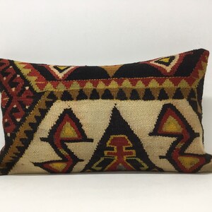 Turkish kelim Cushions,12”x20”,30x50cm,Sofa Pillow Cover,Throw Pillows,Vintage Rug Pillow,Bohemian Cushions,Handmade,Wool Cushions case