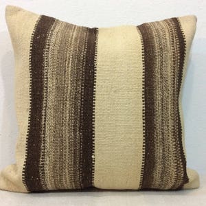 Large square pillow,24&quot;x24&quot; pillows,king size pillow,large cushion cover,pillow 24x24,organic wool cream with natural brown sheep wool