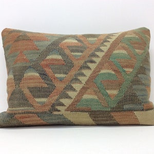 Pastel Vintage Kilim Pillow,14&quot;x20&quot; lumbar,Bedding pillow, Home Decor pillow, Decorative Throw pillows, Couch Designer Boho Pillow Case