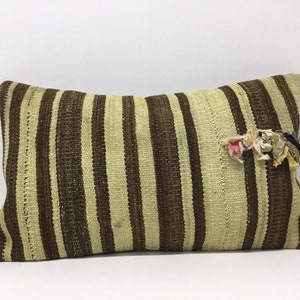 Natural Striped,12”x20”,30x50cm,Sofa Pillow Cover,Throw Pillows,Un-dyed wool Pillow cover,Primitive Cushions,Handmade,Beige Cushions