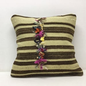 16”x16” Kilim pillow cover ,handmade pillows ,natural pillow cases,thick Stripped pillow cover,White black cushion case,40x40cm