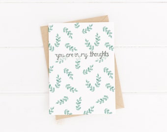 You Are In My Thoughts Card - Friendship Card - Sympathy Card - Leaf Pattern Card - I'm Here For You - Thinking Of You Card - Loss Card