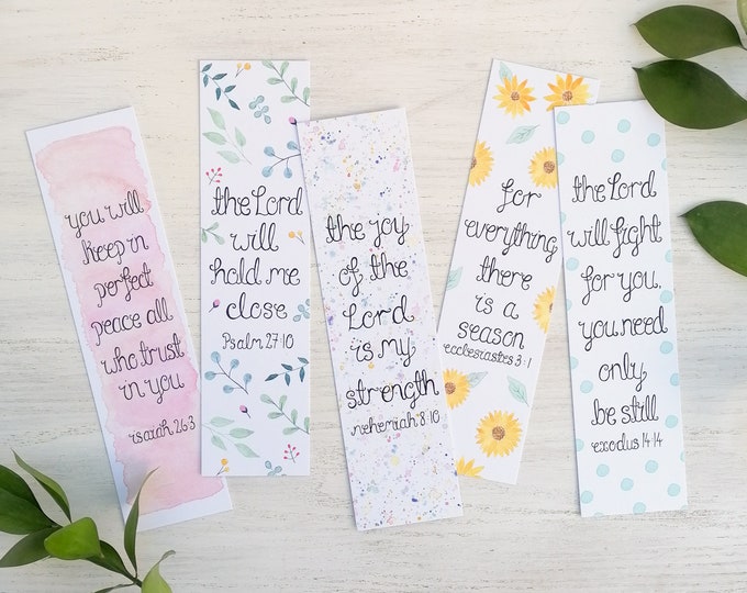 Bible Verse Bookmarks Pack of 5 - Scripture Bookmarks - Christian Gifts ...