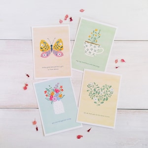 Juego de 4 postales con versículos bíblicos - Paquete de postales cristianas - Regalos cristianos - Regalos para calcetines cristianos - Postales con versículos bíblicos - Regalos para ella