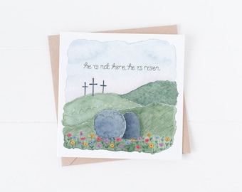 Easter Card He is not here, he has risen - Christian Easter Greeting Card