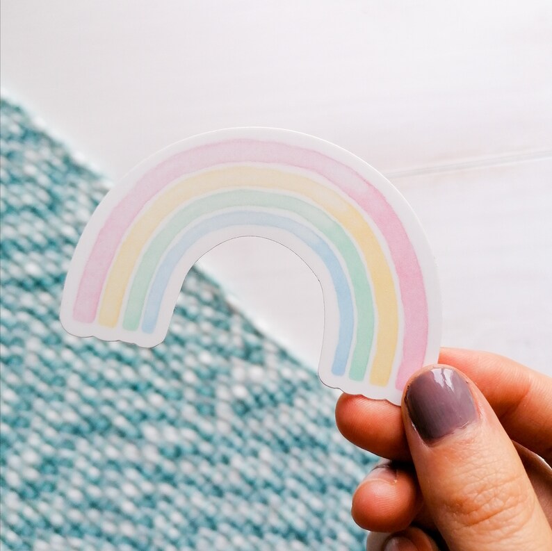 Pastel Rainbow Vinyl Sticker - 3x2in Sticker - Waterproof Sticker ...