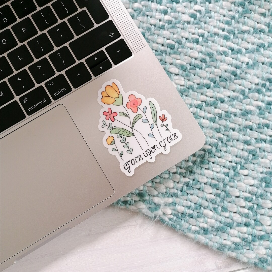 Grace Upon Grace Sticker - Christian Quote Sticker - Floral Christian ...