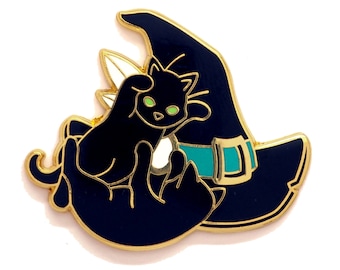 Witch Hat Cat Pin - Hard Enamel