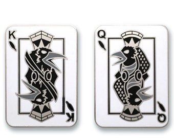 King and Queen Raven Pin - Crow Pin - Black Bird Pin - Blackbird Pin - Hard Enamel Pin - Tarot Card Pin - Playing Card Pin - Royal Court