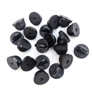 Pack of 100 Black Pin Backs - Rubber Clutches - Rubber Backings - Enamel Pin Clasp