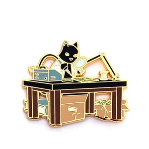Electrical Engineering Cat Hard Enamel Pin - Scientist Cat Pin - Soldering Enamel Pin Cat