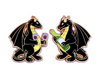 Wine Dragon Pin Set - Hard Enamel Pins - Dice Bag Accessory