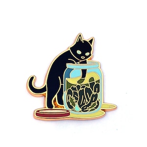 Pickle Cat Pin - Jar of Pickles Pin - Cat Pin - Enamel Pin Cat