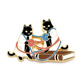 Quantum Physics Cat Hard Enamel Pin - Yarn - String Theory