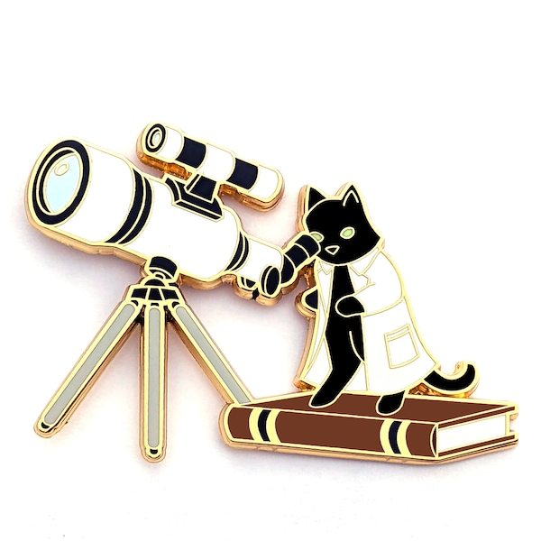 Astronomy Cat Hard Enamel Pin - Scientist Cat Pin - Enamel Pin Cat