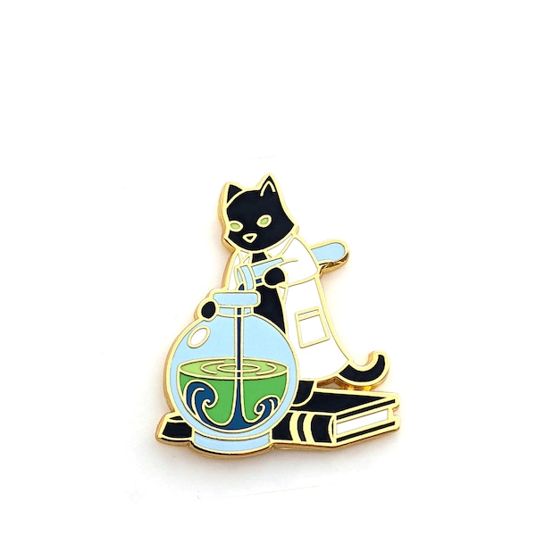 Chemistry Cat Hard Enamel Pin - Scientist Cat Pin - Enamel Pin Cat