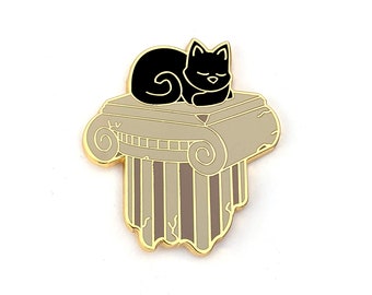 Cat Sleeping on Column - Hard Enamel Pin