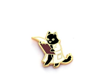 Research Assistant Cat Hard Enamel Pin - Scientist Cat Pin - Clip Board Enamel Pin Cat