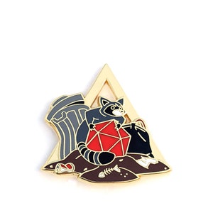 Raccoon with D20 Pin - Trash Rolls RPG Pin - Hard Enamel Pin