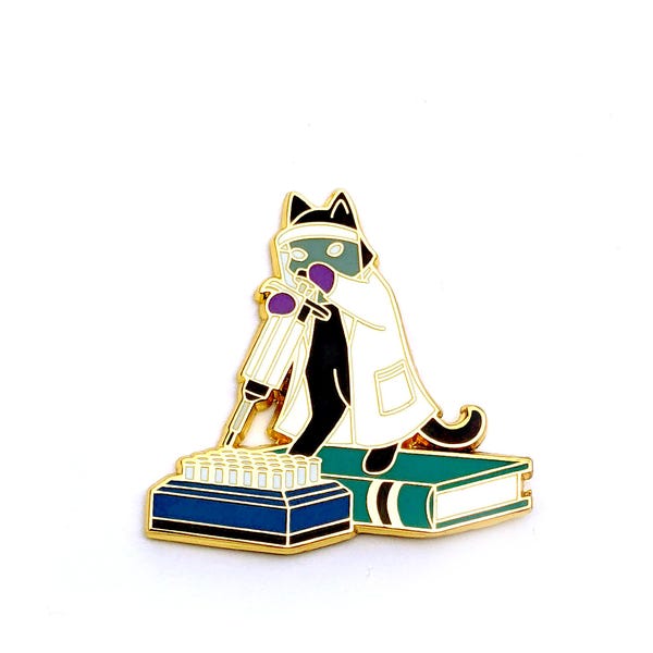 Pipette Lab Cat Hard Enamel Pin - Scientist
