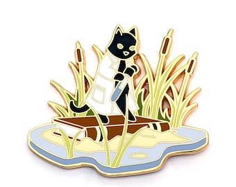 Ecology Cat Hard Enamel Pin - Scientist Cat Pin - Environmental Studied Enamel Pin