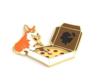 Pizza Dog - Corgi - Hard Enamel Pin