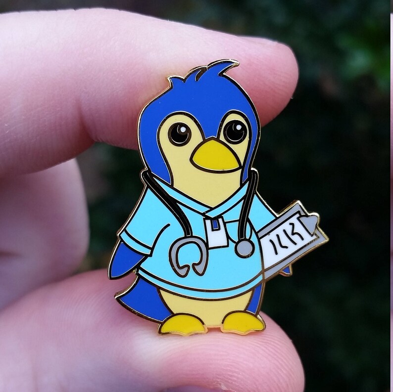 Enamel Pin Doctor Nurse Penguin in Cute Scrubs With Etsy