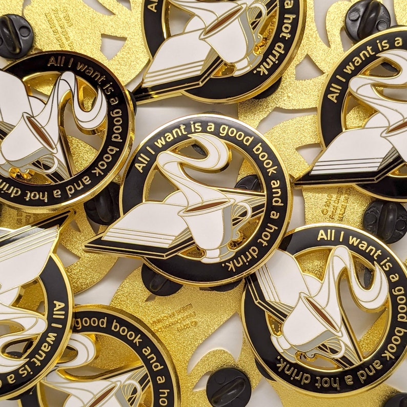 Hard Enamel Pin Bookish Pin Tea Pin Coffee Pin