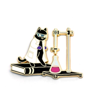 Titration Chemistry Cat Hard Enamel Pin - Scientist Cat