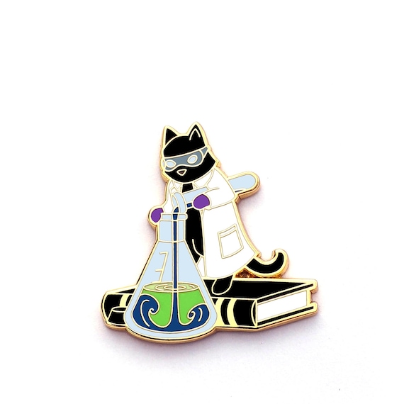 Chemistry Cat Hard Enamel Pin - Scientist Cat Pin - Enamel Pin Cat 