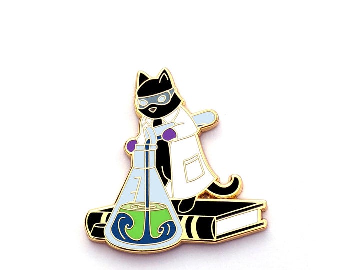 Chemistry Cat Hard Enamel Pin - Scientist Cat Pin - Enamel Pin Cat