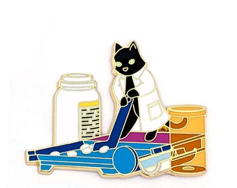 Pharmacy Cat Hard Enamel Pin - Rx Prescription Theme