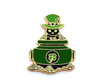 St. Patrick's Day Cat Pin - Hard Enamel