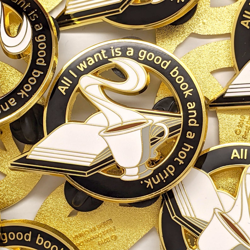 Hard Enamel Pin Bookish Pin Tea Pin Coffee Pin