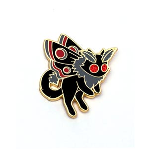Glitter Eyes Mothman Cat - Hard Enamel Pin - Cryptid Moth Cat Pin