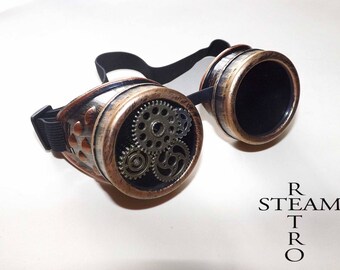 Steampunk Goggles Glasses AVIATOR Cyber Goth accessories steampunk welder mad max road Thunder glass lenses