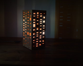 Lamp, Table lamp, Home decor, Lightning, Modern lamp, Unique design, Cubic lightning design, Wooden lamp, Solid OAK wood, L002 GENBLOCK